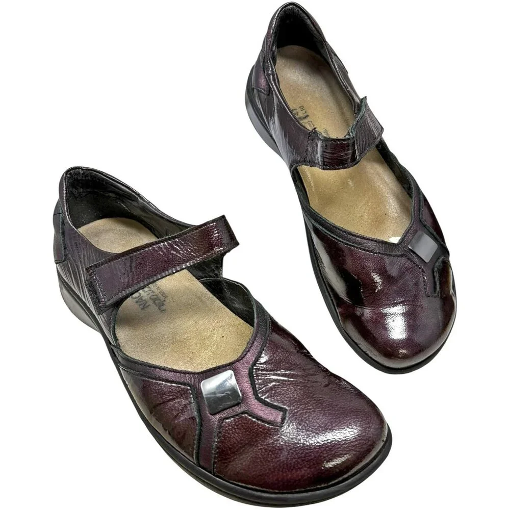 Naot Burgundy Patent Leather‎ Platform Mary Janes